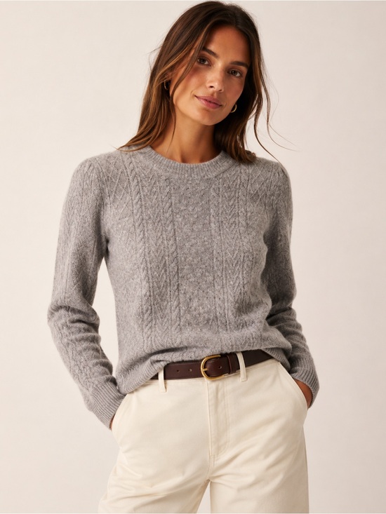 J. Crew Sweaters - J. Crew Stretch Wool Alpaca Blend Cable Knit Crewneck Sweater Size Large